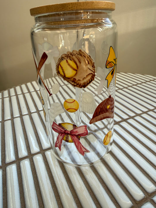Verre Décoratif En Verre - Baseball Jaune