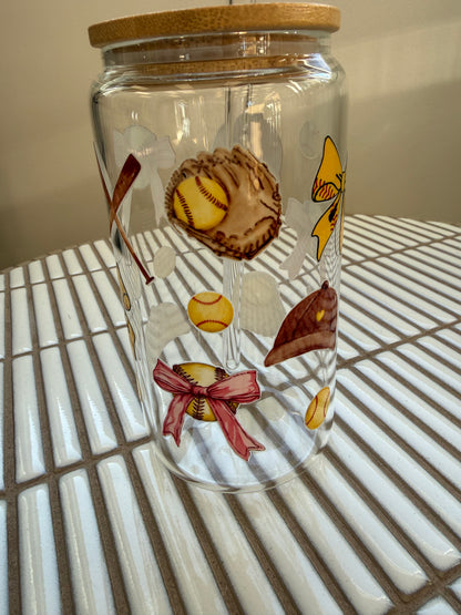 Verre Décoratif En Verre - Baseball Jaune