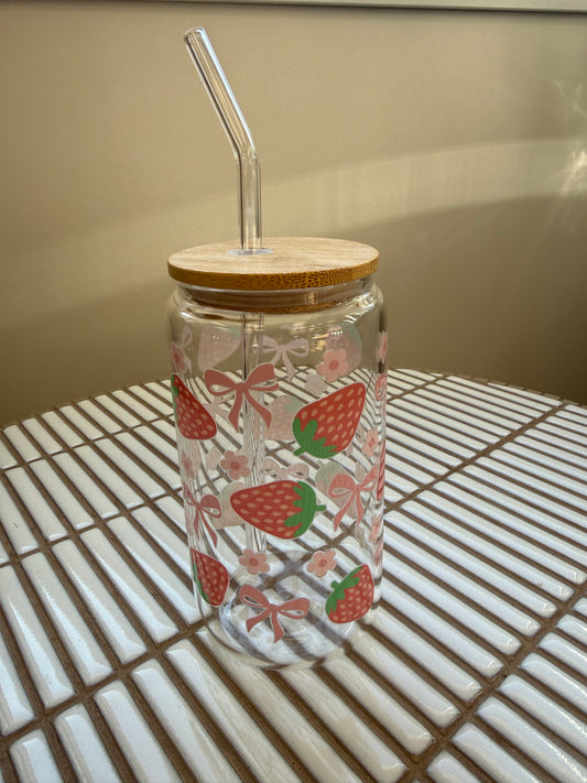 Verre Décoratif En Verre - Fraise Et Boucle