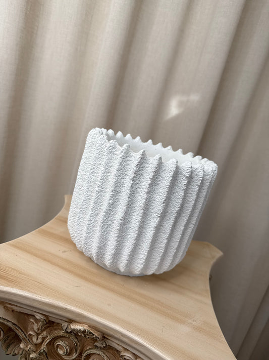 Cache-pot - Cannelé blanc