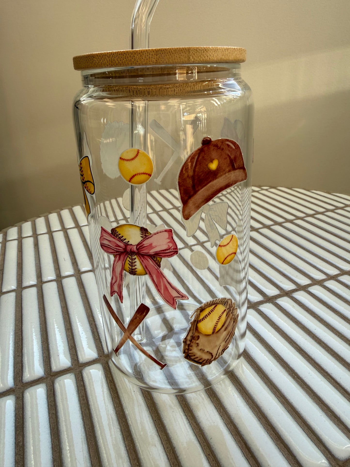 Verre Décoratif En Verre - Baseball Jaune