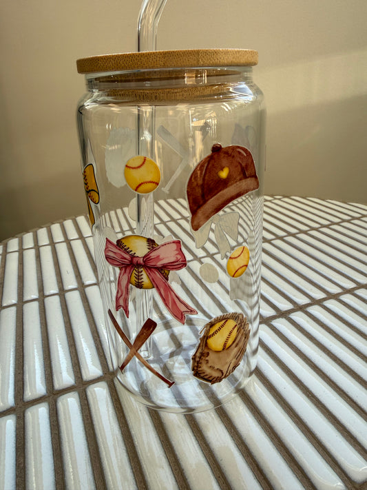 Verre Décoratif En Verre - Baseball Jaune