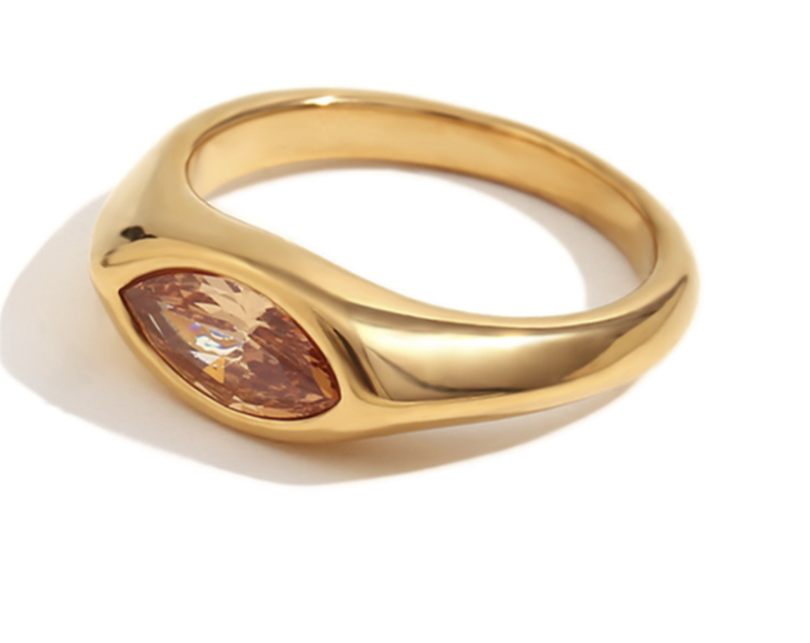 Bague Solène (Pierre Champagne) - Stainless Plaqué Or 18k