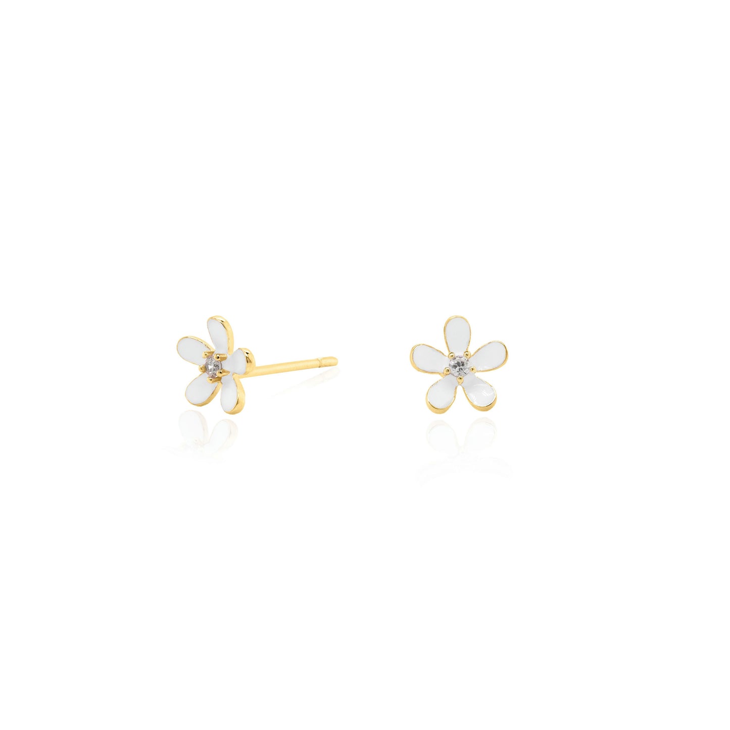 Boutons Fleurs Blanches - Vermeil