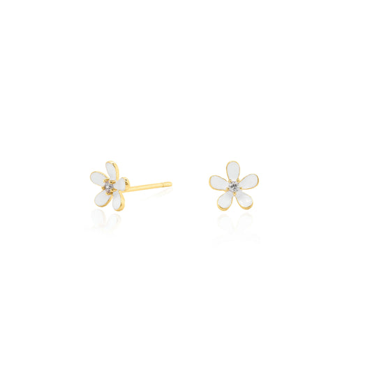 Boutons Fleurs Blanches - Vermeil