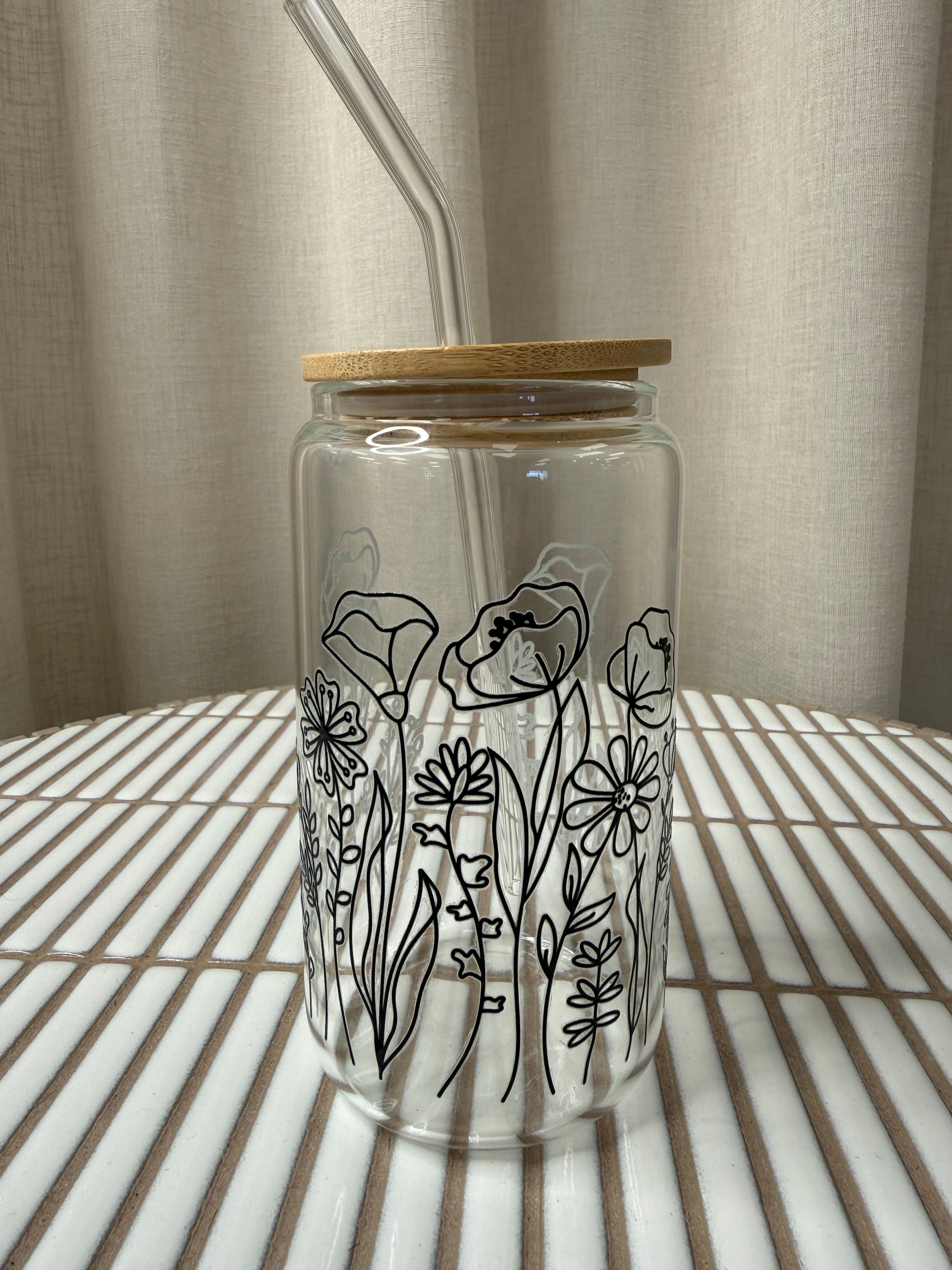verre-decoratif-en-verre-fleurs-noirs