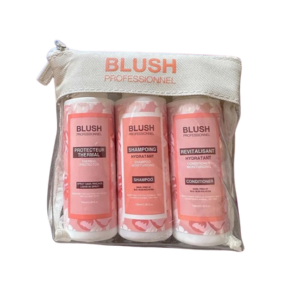 Ensemble Voyage Blush Professionnel - Shampooing, Revitalisant Et Protecteur Thermal