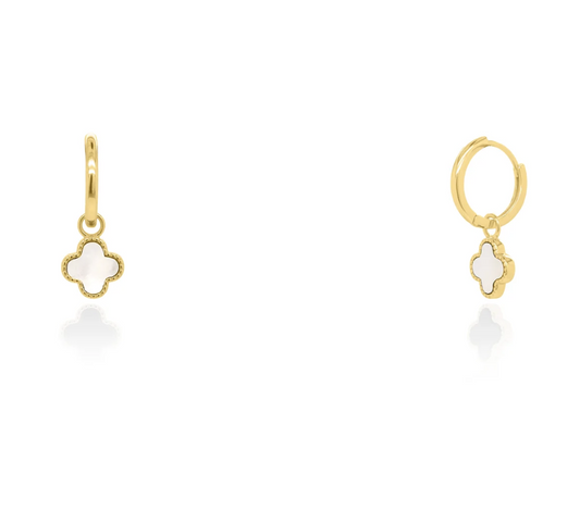 Boucles Trèfles Blancs - Vermeil